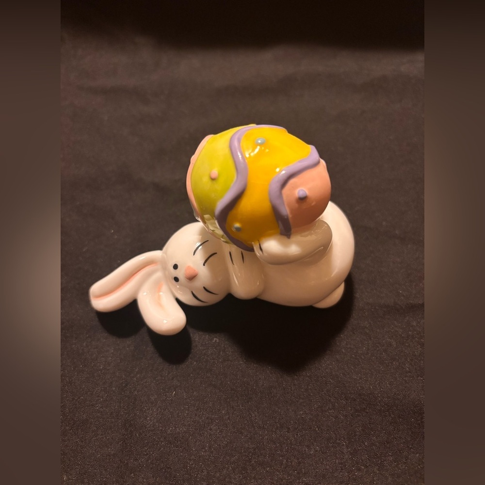 Ceramic Tumbling Bunnies with Easter Egg - Picture 2 of 3